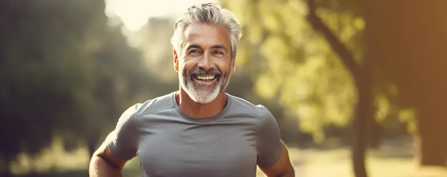 A man in his fifties smiling outdoors